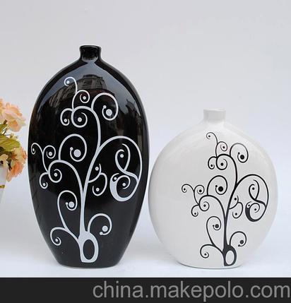 简雅陶瓷 家居陶瓷花瓶情侣礼品结婚礼物陶瓷工艺品摆件